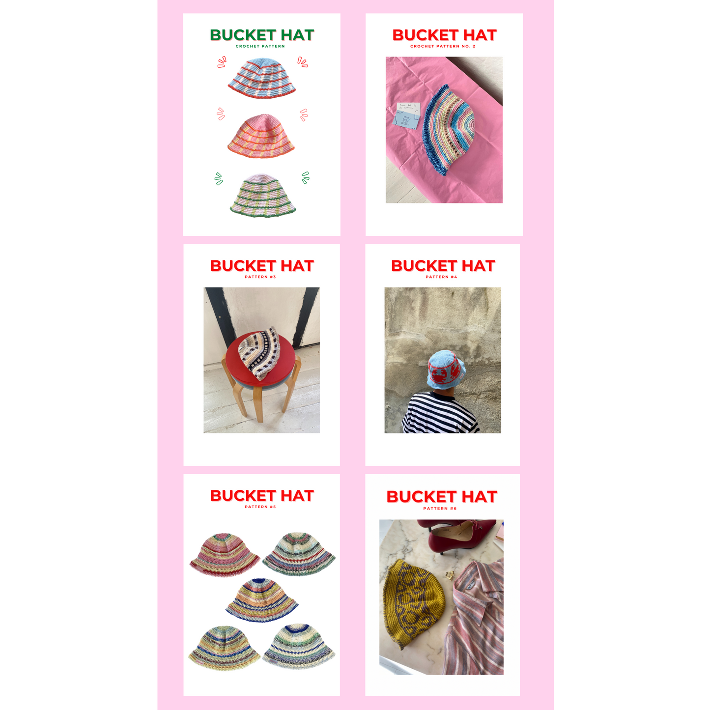 Bundle - 6 bucket hat patterns