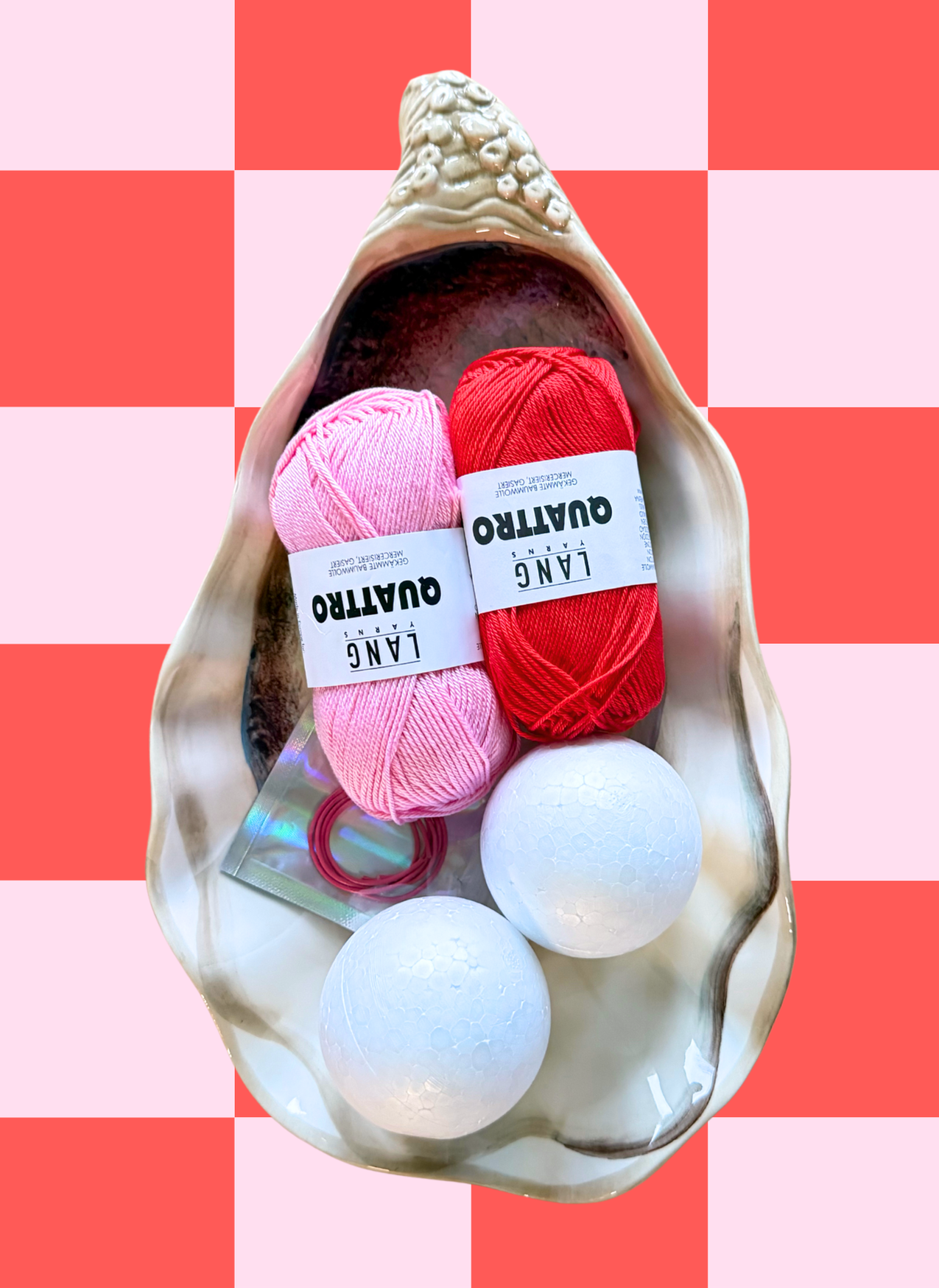 Checkered ornament - crochet kit (4 color options)