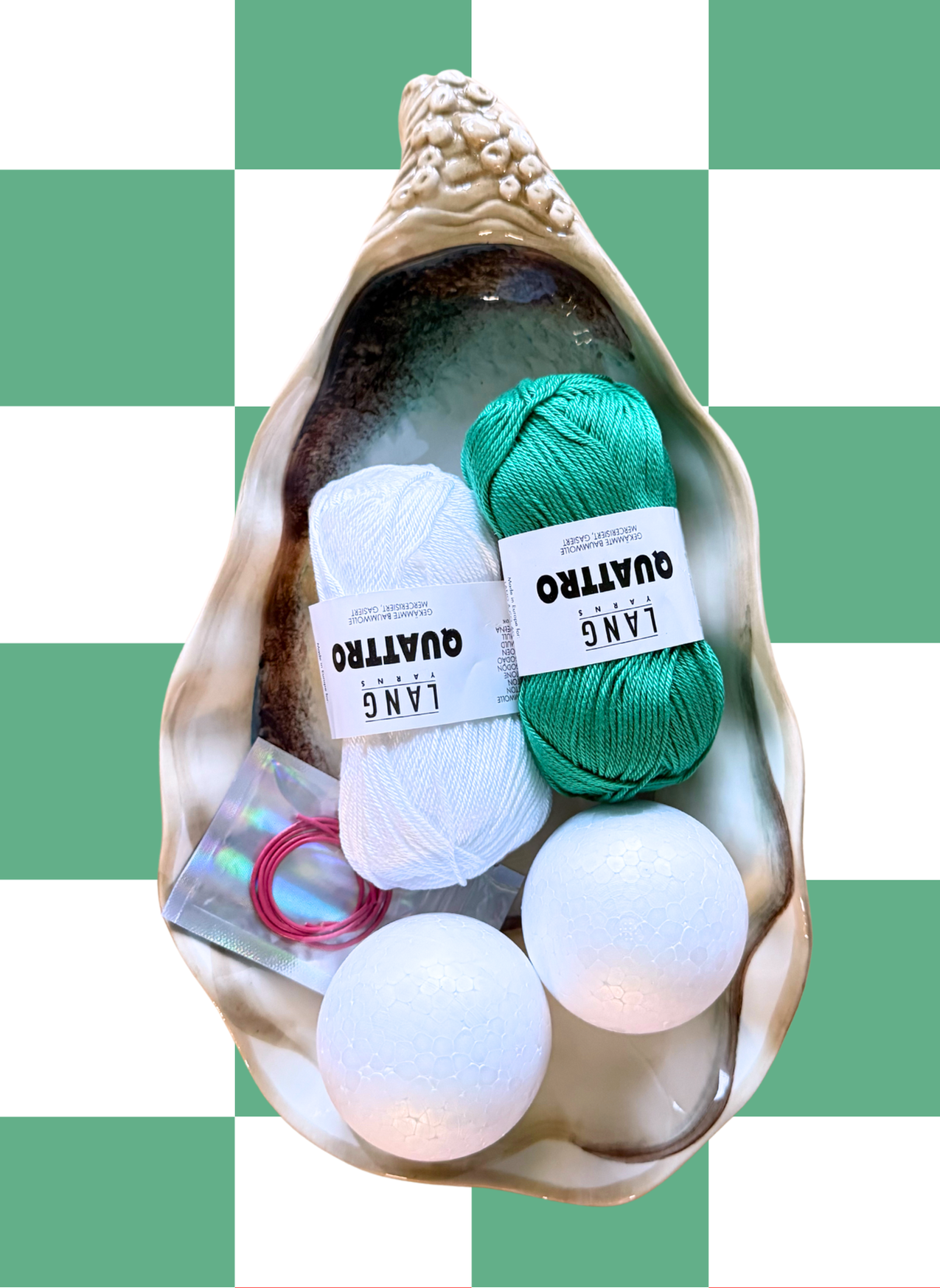 Checkered ornament - crochet kit (4 color options)