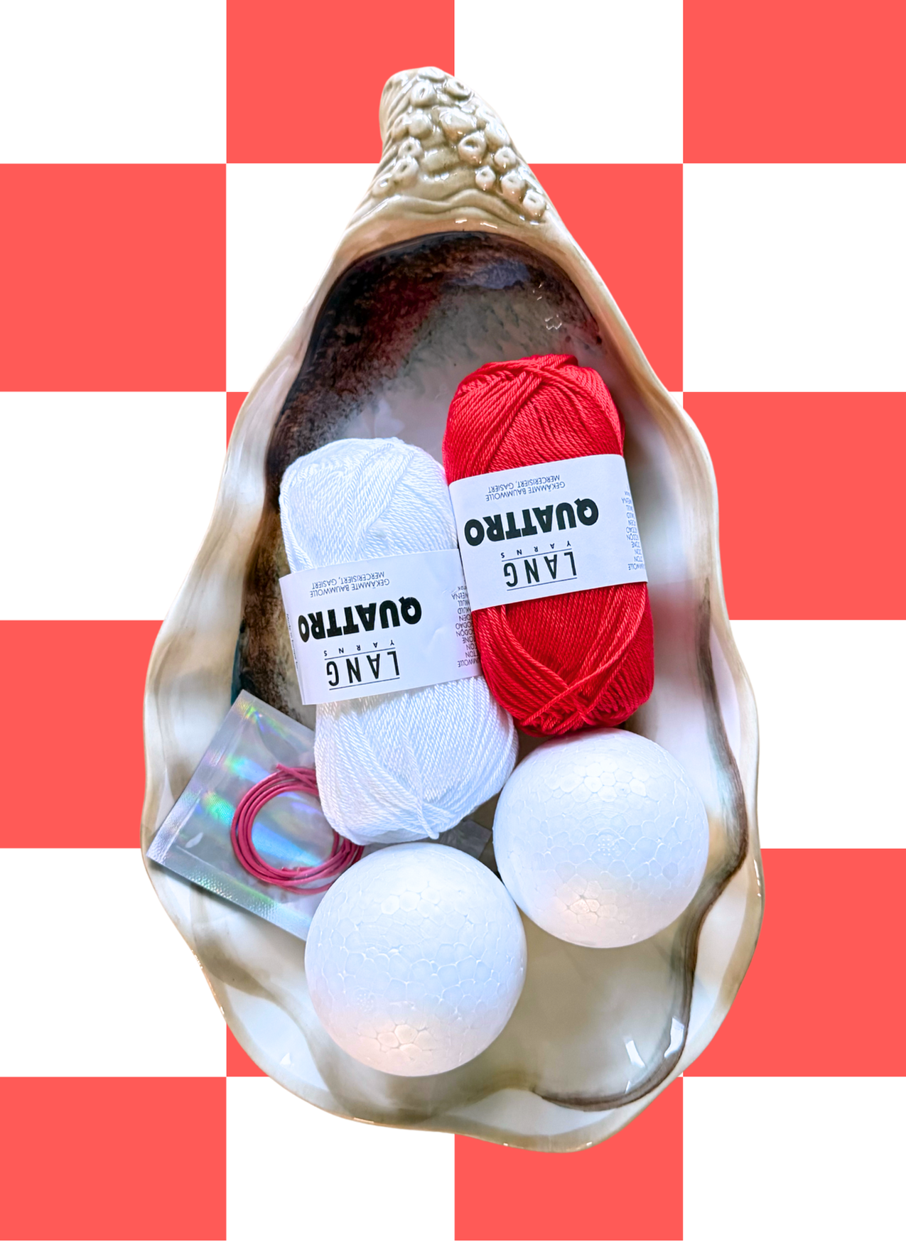 Checkered ornament - crochet kit (4 color options)