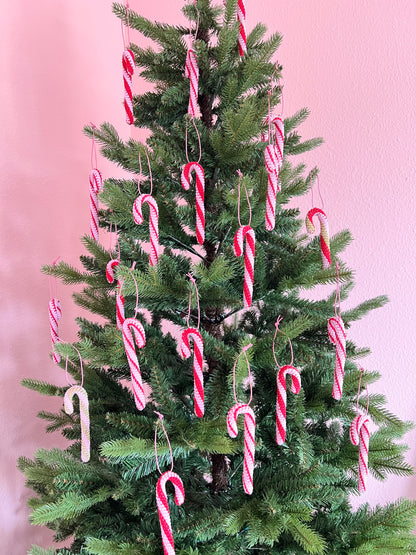 Red and pink thin striped candy cane