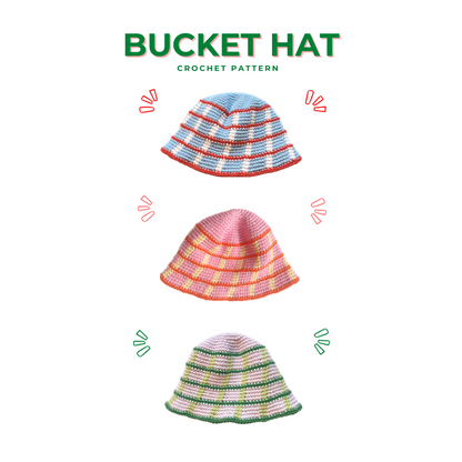 Checkered bucket hat crochet pattern